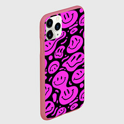 Чехол iPhone 11 Pro матовый Кислотный розовый в смайликах, цвет: 3D-малиновый — фото 2
