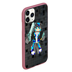 Чехол iPhone 11 Pro матовый Minecraft - character - video game, цвет: 3D-малиновый — фото 2