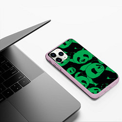 Чехол iPhone 11 Pro матовый Panda green pattern, цвет: 3D-розовый — фото 2
