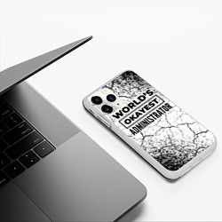 Чехол iPhone 11 Pro матовый Worlds okayest administrator - white, цвет: 3D-белый — фото 2