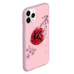 Чехол iPhone 11 Pro матовый Цветущая вишня с иероглифом cакура, цвет: 3D-розовый — фото 2