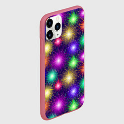 Чехол iPhone 11 Pro матовый Праздничный салют - фейерверк, цвет: 3D-малиновый — фото 2