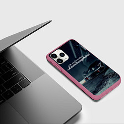 Чехол iPhone 11 Pro матовый Lamborghini - power - Italy, цвет: 3D-малиновый — фото 2