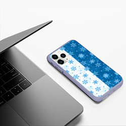 Чехол iPhone 11 Pro матовый Красивые снежинки, цвет: 3D-светло-сиреневый — фото 2