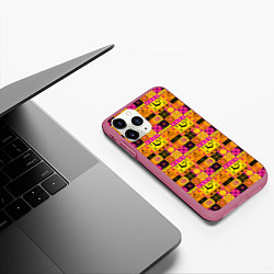 Чехол iPhone 11 Pro матовый Colored patterned ornament, цвет: 3D-малиновый — фото 2