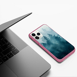 Чехол iPhone 11 Pro матовый Лес градиент, цвет: 3D-малиновый — фото 2