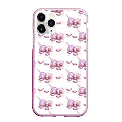 Чехол iPhone 11 Pro матовый Чеснок с зубчиками - паттерн, цвет: 3D-розовый
