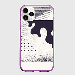 Чехол iPhone 11 Pro матовый Абстрактные и тёмные точки и краски, цвет: 3D-фиолетовый