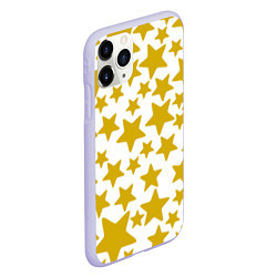 Чехол iPhone 11 Pro матовый Жёлтые звезды, цвет: 3D-светло-сиреневый — фото 2