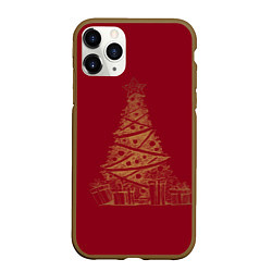 Чехол iPhone 11 Pro матовый Новогодняя ёлка, цвет: 3D-коричневый