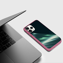 Чехол iPhone 11 Pro матовый Геометрические сияющие металлические листы, цвет: 3D-малиновый — фото 2