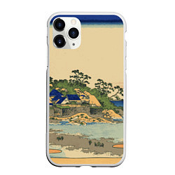 Чехол iPhone 11 Pro матовый Японская гравюра с деревней