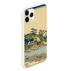 Чехол iPhone 11 Pro матовый Японская гравюра с деревней, цвет: 3D-белый — фото 2