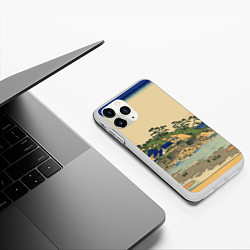 Чехол iPhone 11 Pro матовый Японская гравюра с деревней, цвет: 3D-белый — фото 2