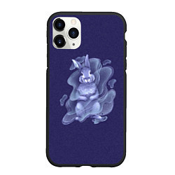 Чехол iPhone 11 Pro матовый Год Голубого водяного кролика 2023, цвет: 3D-черный