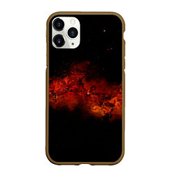 Чехол iPhone 11 Pro матовый Абстрактные взрывы в космосе и красные звёзды, цвет: 3D-коричневый