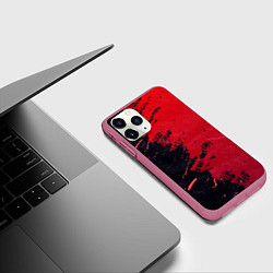 Чехол iPhone 11 Pro матовый Черное и красное, цвет: 3D-малиновый — фото 2