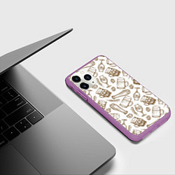 Чехол iPhone 11 Pro матовый Beer - hops and malt, цвет: 3D-фиолетовый — фото 2