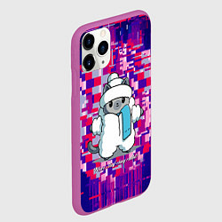 Чехол iPhone 11 Pro матовый Кот потерял своего друга - кролика, цвет: 3D-фиолетовый — фото 2