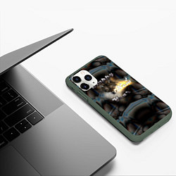 Чехол iPhone 11 Pro матовый Happy New Year - волк, цвет: 3D-темно-зеленый — фото 2