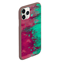 Чехол iPhone 11 Pro матовый Светло-розовые и зелёные краски растекаются, цвет: 3D-коричневый — фото 2