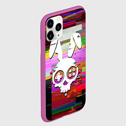 Чехол iPhone 11 Pro матовый Череп кролика - glitch, цвет: 3D-фиолетовый — фото 2