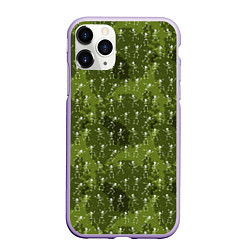 Чехол iPhone 11 Pro матовый Милитари скелеты мини, цвет: 3D-светло-сиреневый