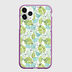 Чехол iPhone 11 Pro матовый Цветы и птицы, цвет: 3D-фиолетовый