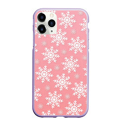 Чехол iPhone 11 Pro матовый Снегопад, цвет: 3D-светло-сиреневый