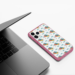 Чехол iPhone 11 Pro матовый Супер-заяц, цвет: 3D-малиновый — фото 2