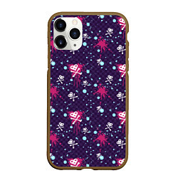 Чехол iPhone 11 Pro матовый Сердце-череп, цвет: 3D-коричневый