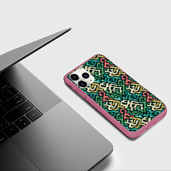 Чехол iPhone 11 Pro матовый Граффити абстрактные фигуры, цвет: 3D-малиновый — фото 2