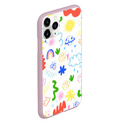 Чехол iPhone 11 Pro матовый Детские рисунки, цвет: 3D-розовый — фото 2
