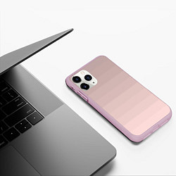 Чехол iPhone 11 Pro матовый Монохромный полосатый розовато-бежевый, цвет: 3D-розовый — фото 2
