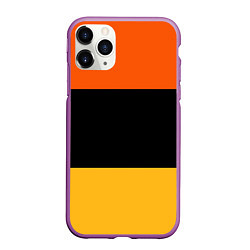 Чехол iPhone 11 Pro матовый Полосатый оранжевый с черной и белой полосой, цвет: 3D-фиолетовый