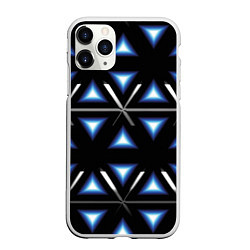 Чехол iPhone 11 Pro матовый Синие треугольники, цвет: 3D-белый