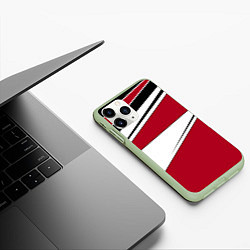 Чехол iPhone 11 Pro матовый Красно черная геометрия на белом, цвет: 3D-салатовый — фото 2