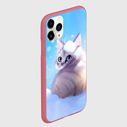 Чехол iPhone 11 Pro матовый Заснеженный котик, цвет: 3D-малиновый — фото 2