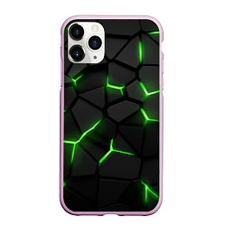 Чехол iPhone 11 Pro матовый Green neon steel, цвет: 3D-розовый