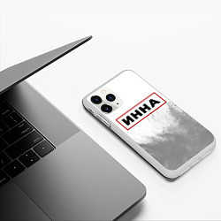 Чехол iPhone 11 Pro матовый Инна - в красной рамке на светлом, цвет: 3D-белый — фото 2