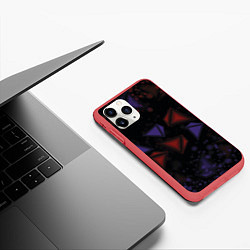 Чехол iPhone 11 Pro матовый Красные и синие треугольники, цвет: 3D-красный — фото 2