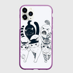 Чехол iPhone 11 Pro матовый Любопытные кошки, цвет: 3D-фиолетовый