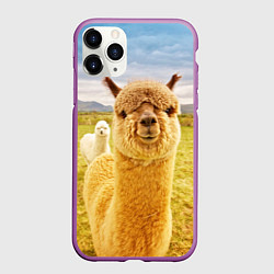 Чехол iPhone 11 Pro матовый Ламы - я и друг, найди меня, цвет: 3D-фиолетовый