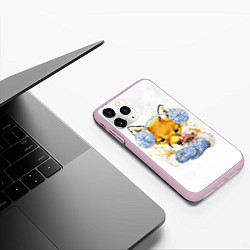 Чехол iPhone 11 Pro матовый Лисичка с мышкой, цвет: 3D-розовый — фото 2