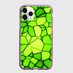 Чехол iPhone 11 Pro матовый Неоновые салатовые осколки, цвет: 3D-фиолетовый