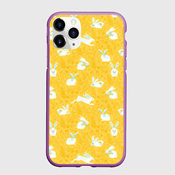 Чехол iPhone 11 Pro матовый Кролики на пшеничном поле, цвет: 3D-фиолетовый