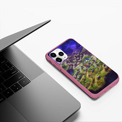 Чехол iPhone 11 Pro матовый Фортнайт карта, цвет: 3D-малиновый — фото 2