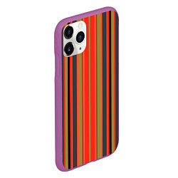 Чехол iPhone 11 Pro матовый Вертикальные полосы в оранжево-коричневых тонах, цвет: 3D-фиолетовый — фото 2