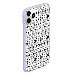 Чехол iPhone 11 Pro матовый Black pattern Wednesday Addams, цвет: 3D-светло-сиреневый — фото 2