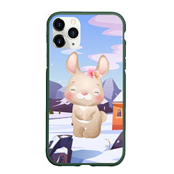 Чехол iPhone 11 Pro матовый Зайка зима, цвет: 3D-темно-зеленый